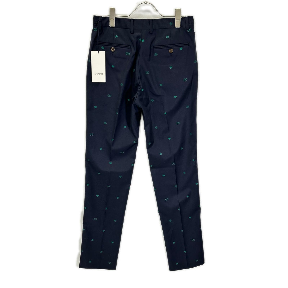 GUCCI Michele Era Wool GG Embroidered Trousers Size 7-44R