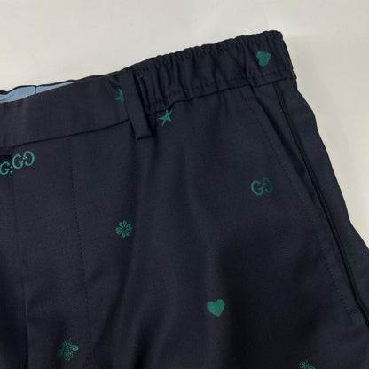 GUCCI Michele Era Wool GG Embroidered Trousers Size 7-44R