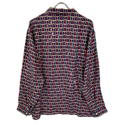 GUCCI 770426 ZAPD2 Navy Red Silk Horsebit Shirt Size 50