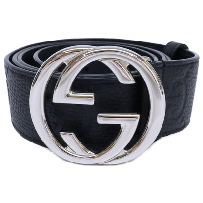 GUCCI Interlocking G Signature Leather Belt Black/Silver