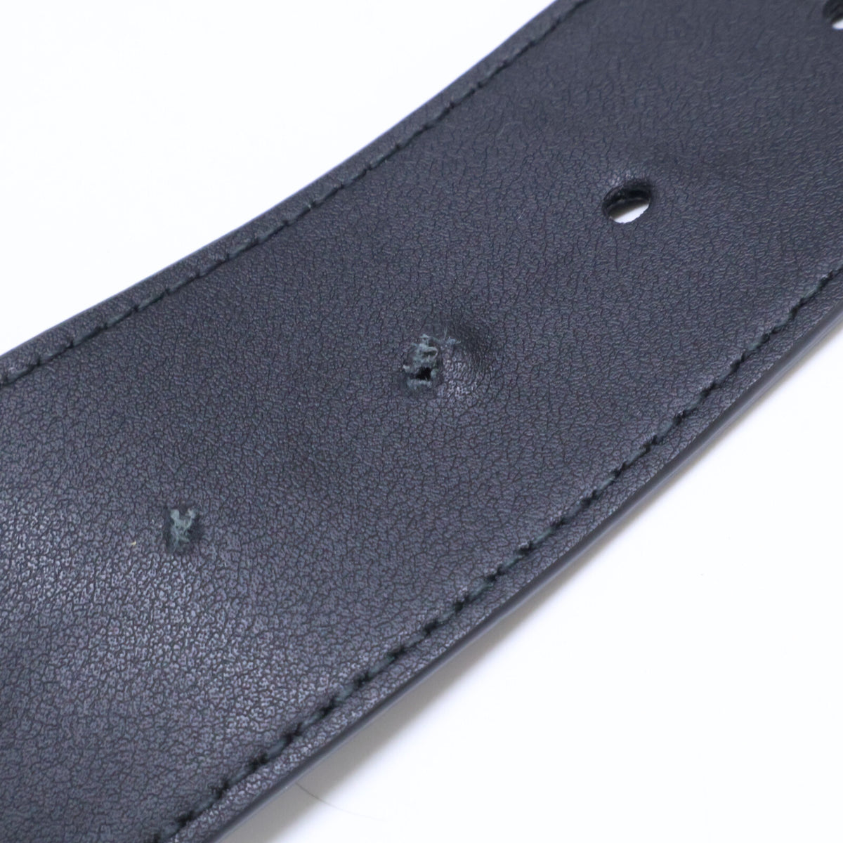 GUCCI Interlocking G Signature Leather Belt Black/Silver