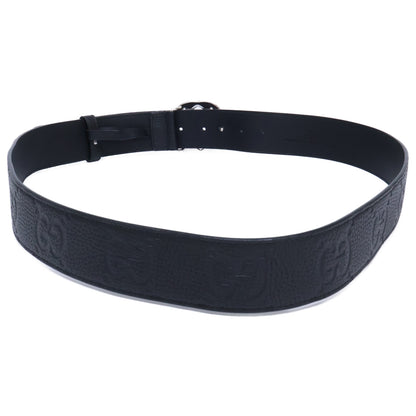 GUCCI Interlocking G Signature Leather Belt Black/Silver