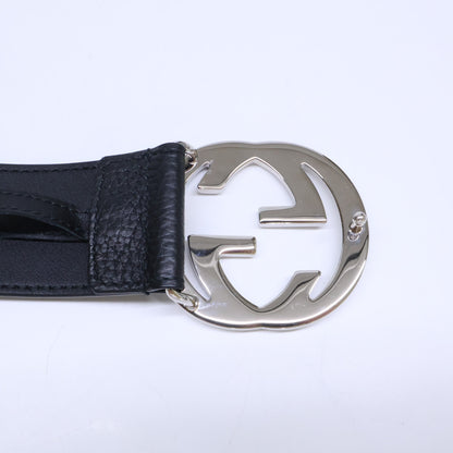 GUCCI Interlocking G Signature Leather Belt Black/Silver