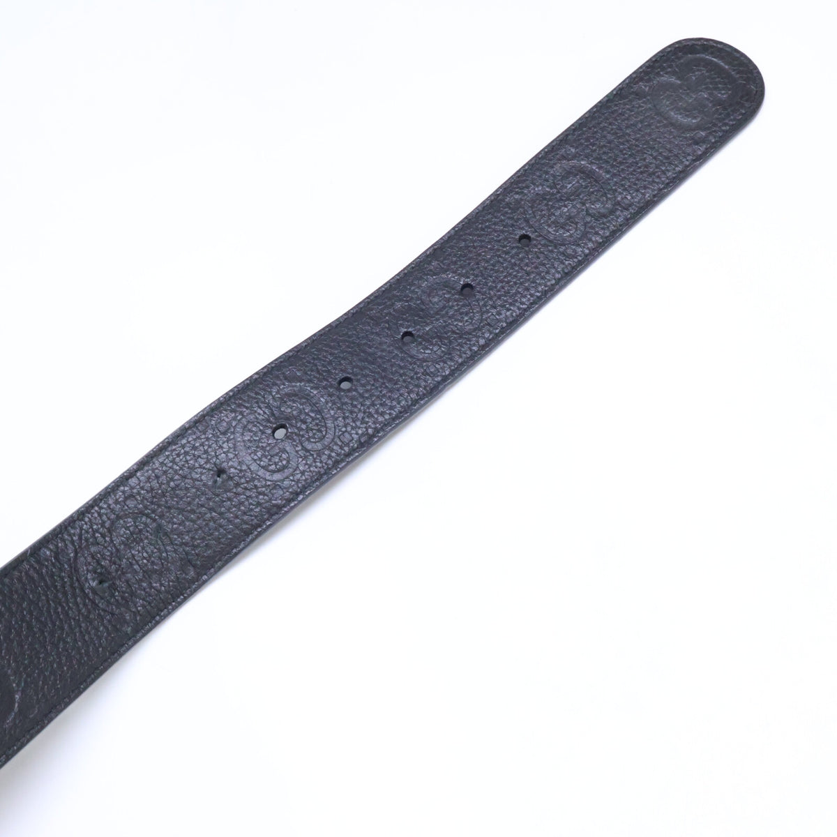 GUCCI Interlocking G Signature Leather Belt Black/Silver