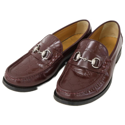 GUCCI GG Leather Horsebit Loafers Burgundy Size 7