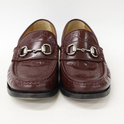 GUCCI GG Leather Horsebit Loafers Burgundy Size 7