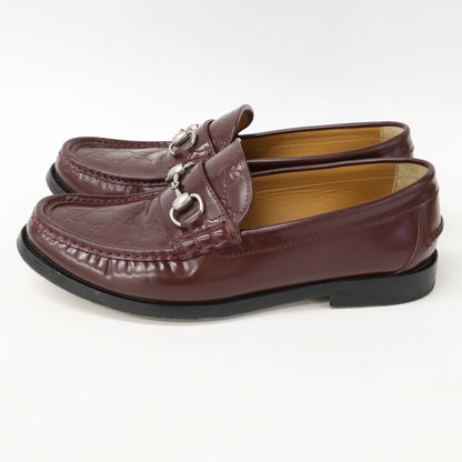 GUCCI GG Leather Horsebit Loafers Burgundy Size 7