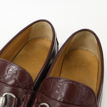 GUCCI GG Leather Horsebit Loafers Burgundy Size 7