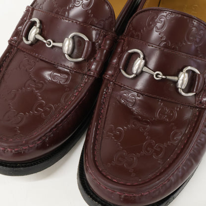 GUCCI GG Leather Horsebit Loafers Burgundy Size 7