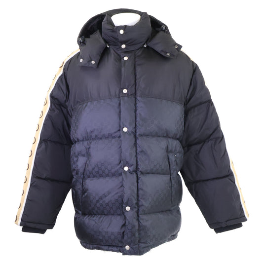 GUCCI GG Jacquard Hooded Down Jacket Black Size 50
