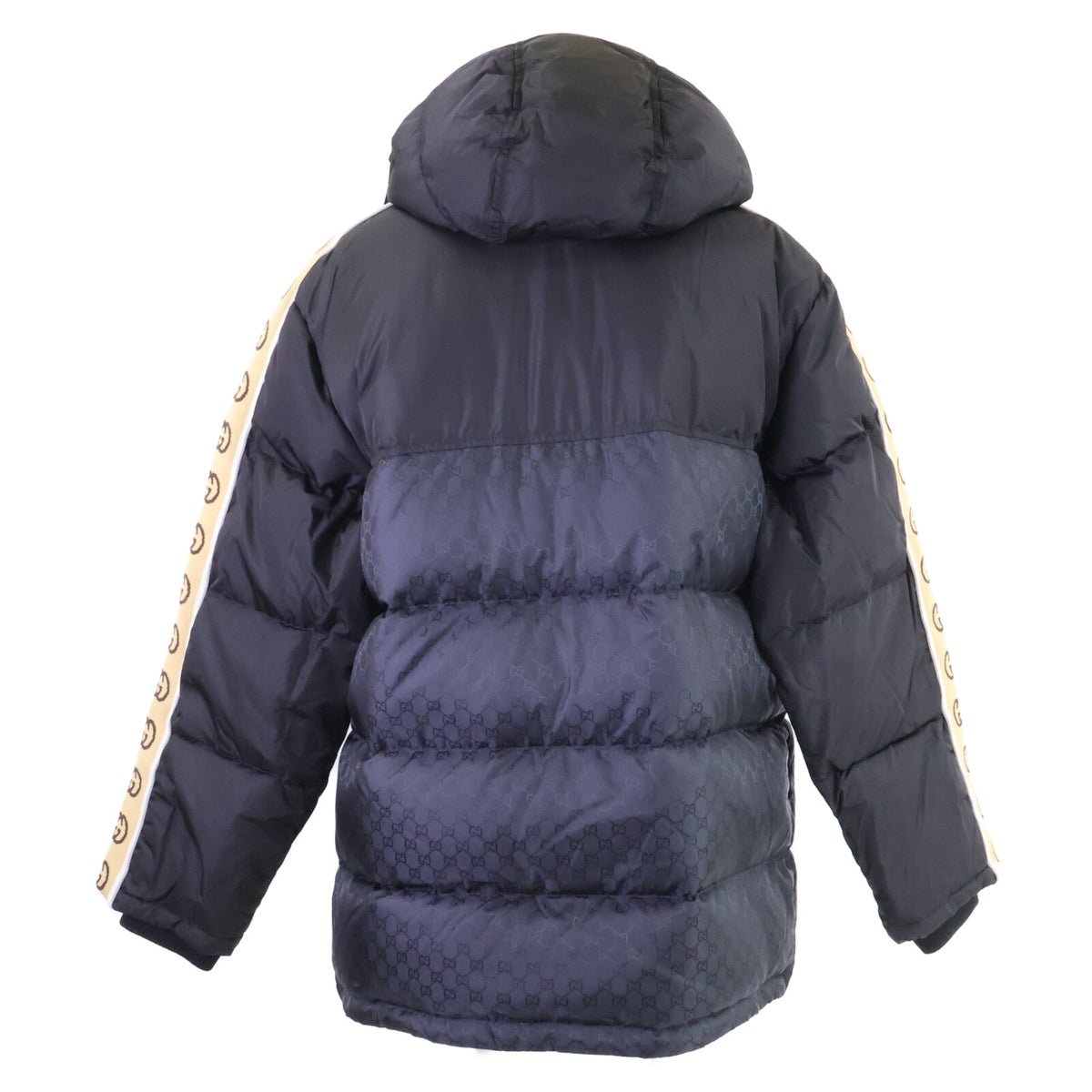 GUCCI GG Jacquard Hooded Down Jacket Black Size 50