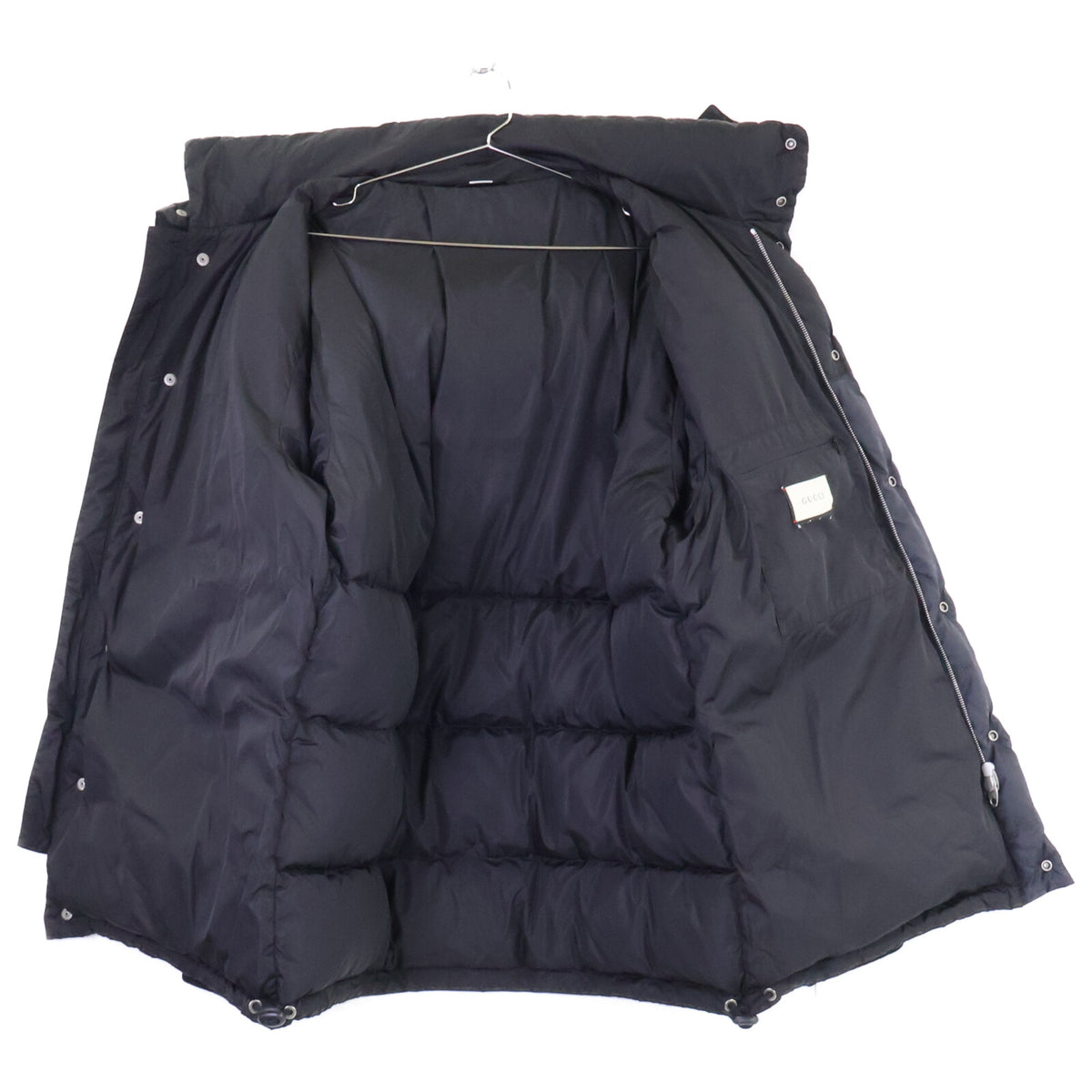 GUCCI GG Jacquard Hooded Down Jacket Black Size 50