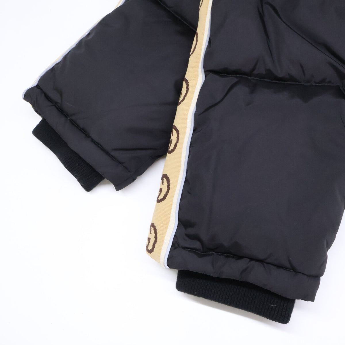GUCCI GG Jacquard Hooded Down Jacket Black Size 50