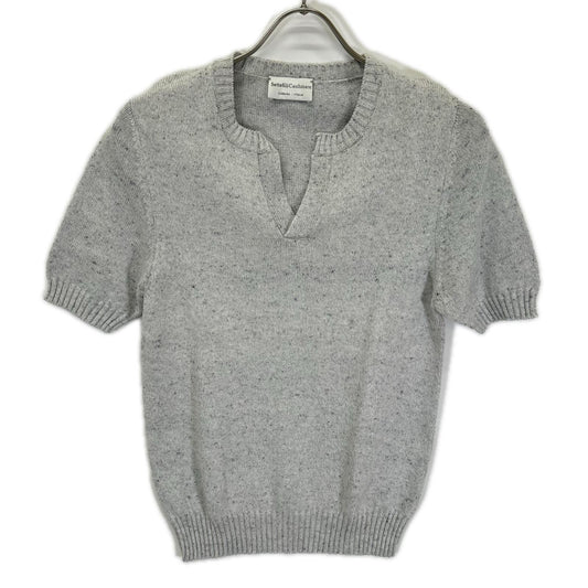 Settefili Cashmere Gray Key Neck Cotton SS Knit Size 42