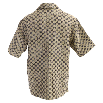 GUCCI 23' GG Linen Blend Canvas Shirt Beige Size 44