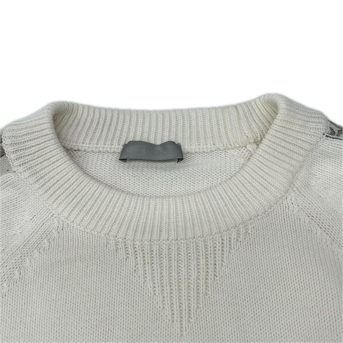 DIOR Oblique Trotter Cotton Knit Sweater White Size XS