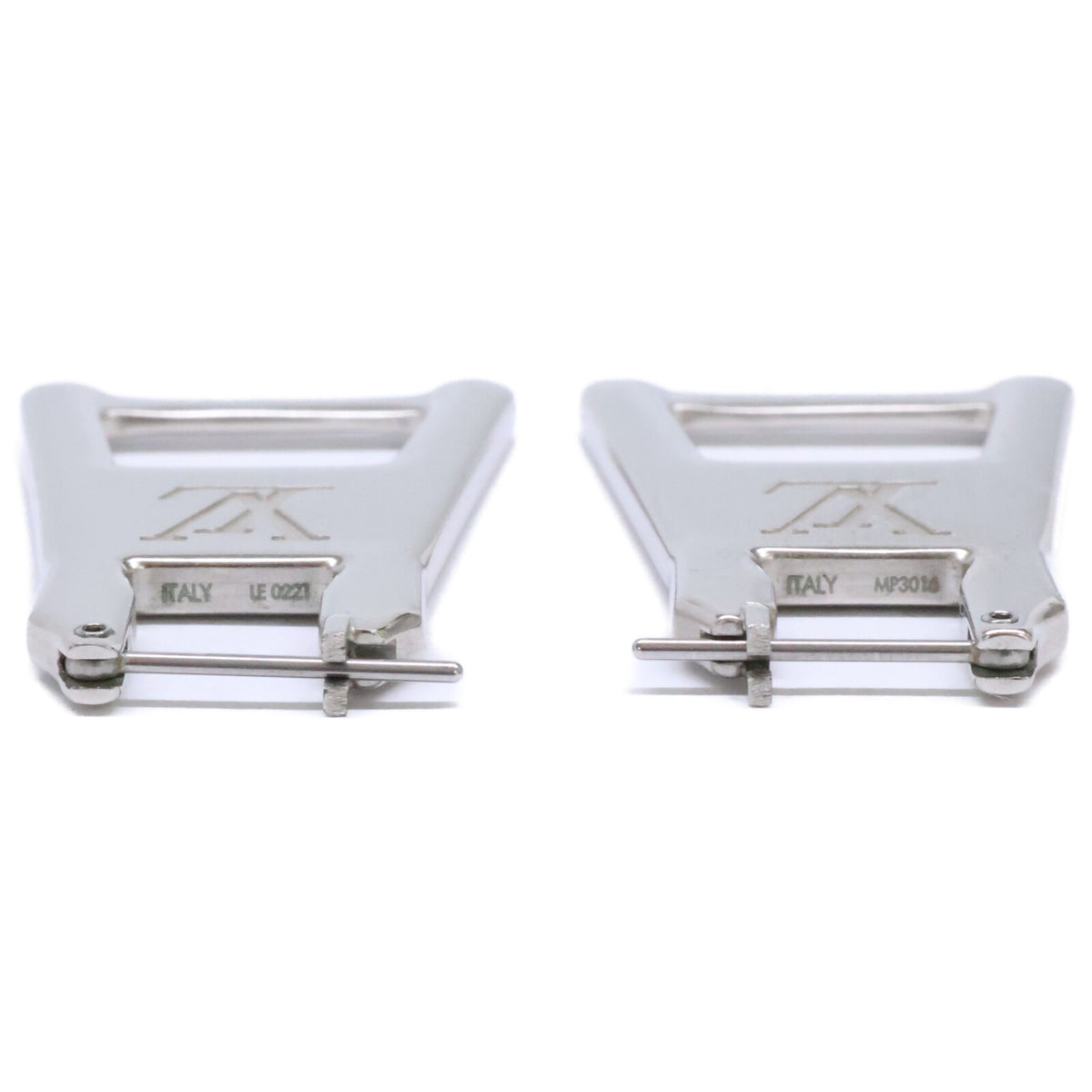 LOUIS VUITTON Silver MP3016 LV Zip Boucle d'Oreille Earrings