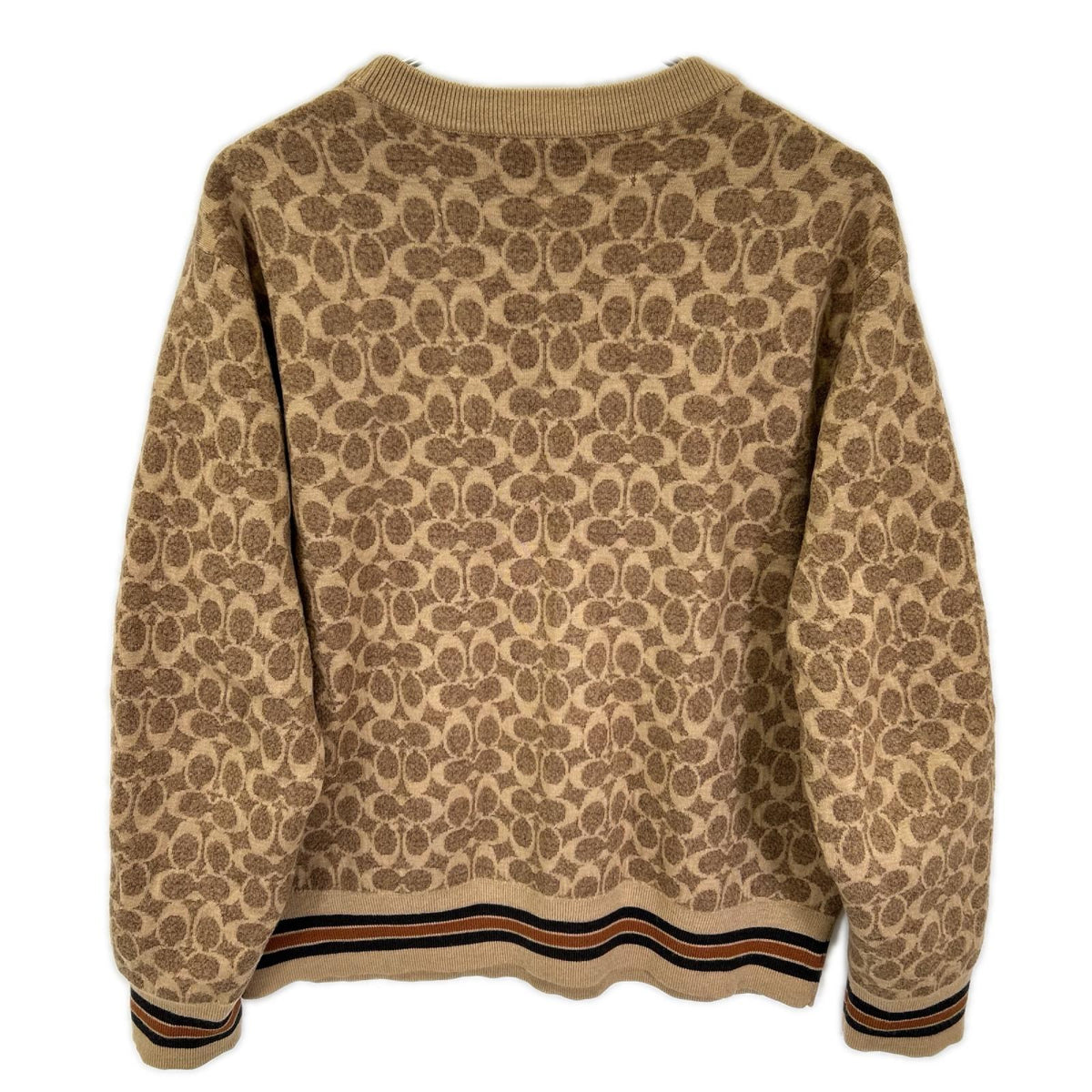 COACH Beige Signature All-Over Pattern Wool Knit Size L