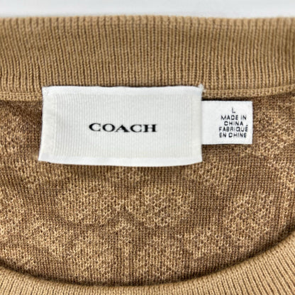 COACH Beige Signature All-Over Pattern Wool Knit Size L