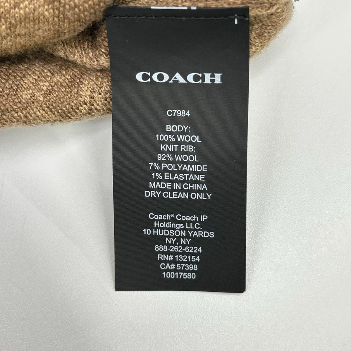 COACH Beige Signature All-Over Pattern Wool Knit Size L