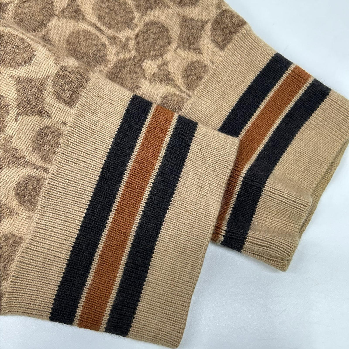 COACH Beige Signature All-Over Pattern Wool Knit Size L