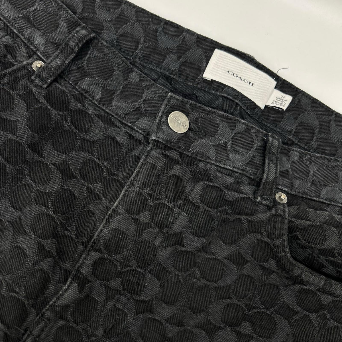 COACH Black Signature Denim Jeans Size 34