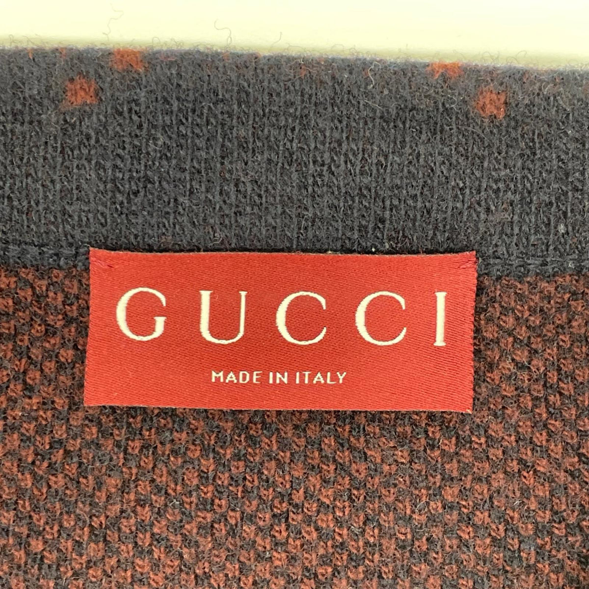 GUCCI Red/Navy GG Wool Knit Sweater Size M