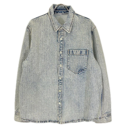 ALEXANDER WANG Crystal Stripe Oversized Denim Jacket Size S
