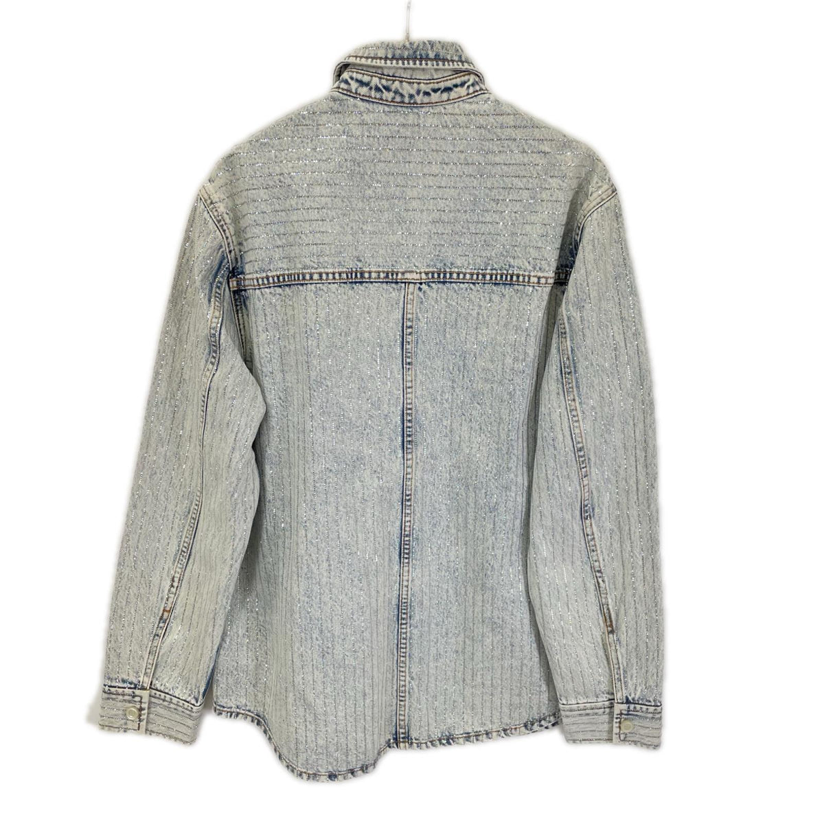 ALEXANDER WANG Crystal Stripe Oversized Denim Jacket Size S