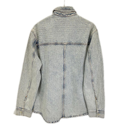 ALEXANDER WANG Crystal Stripe Oversized Denim Jacket Size S