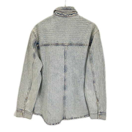 ALEXANDER WANG Crystal Stripe Oversized Denim Jacket Size S
