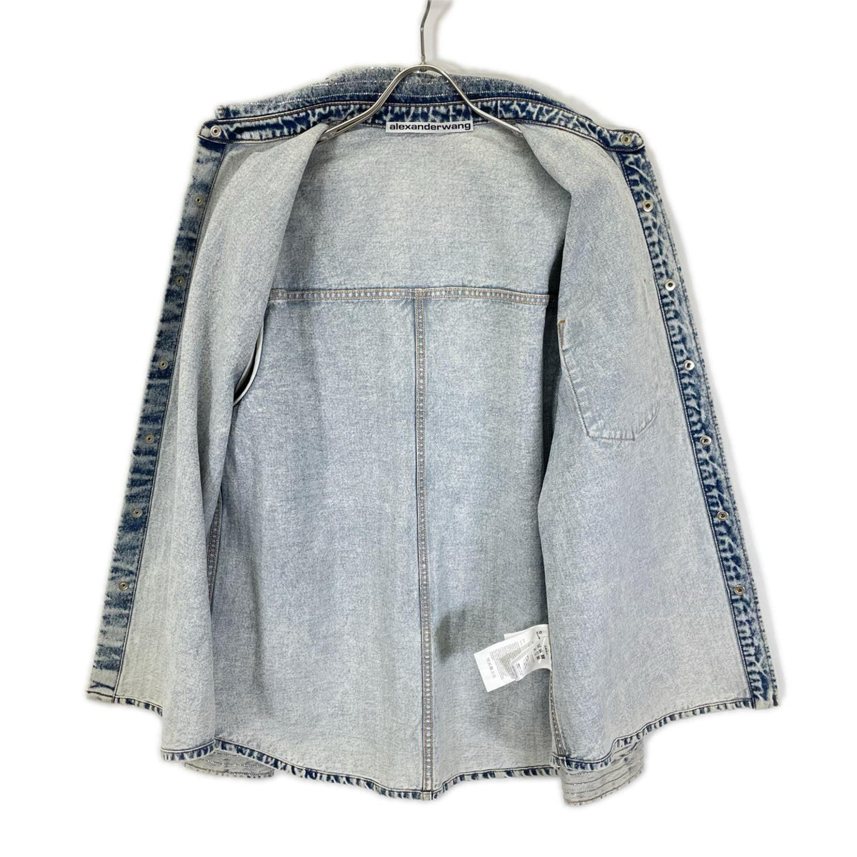 ALEXANDER WANG Crystal Stripe Oversized Denim Jacket Size S