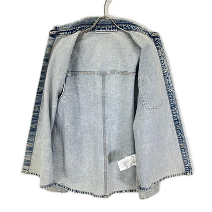ALEXANDER WANG Crystal Stripe Oversized Denim Jacket Size S