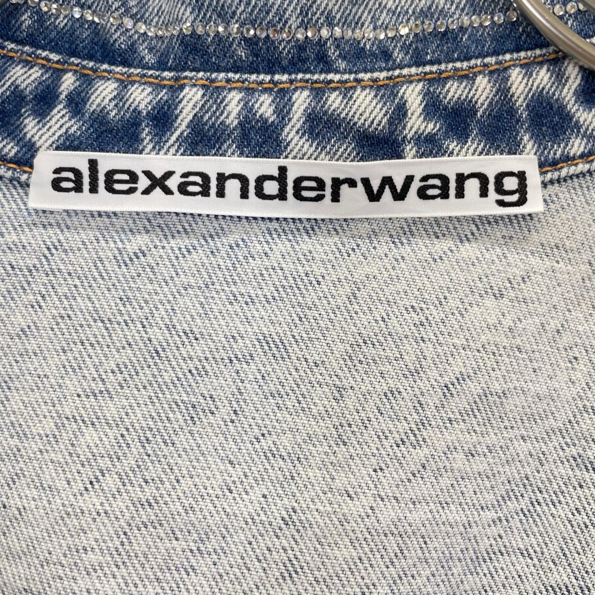 ALEXANDER WANG Crystal Stripe Oversized Denim Jacket Size S