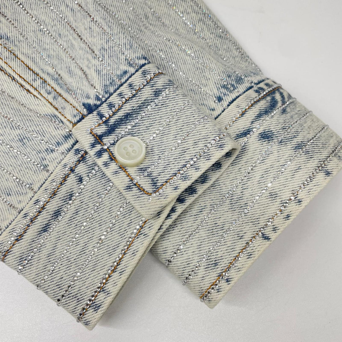 ALEXANDER WANG Crystal Stripe Oversized Denim Jacket Size S