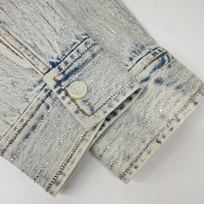 ALEXANDER WANG Crystal Stripe Oversized Denim Jacket Size S