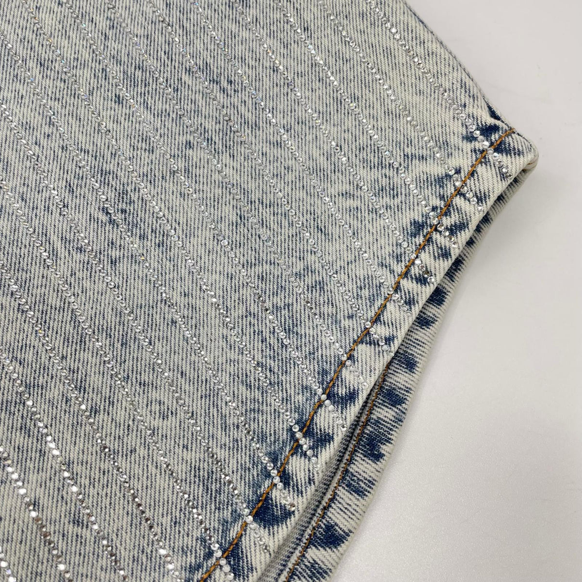 ALEXANDER WANG Crystal Stripe Oversized Denim Jacket Size S