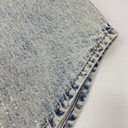 ALEXANDER WANG Crystal Stripe Oversized Denim Jacket Size S