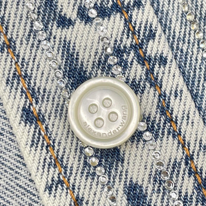 ALEXANDER WANG Crystal Stripe Oversized Denim Jacket Size S