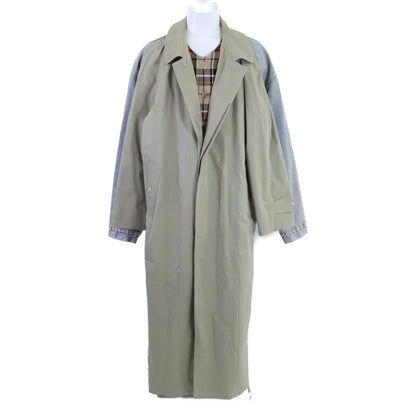 BALENCIAGA 773224 Hybrid Denim Coat Beige/Blue Jacket Size 34