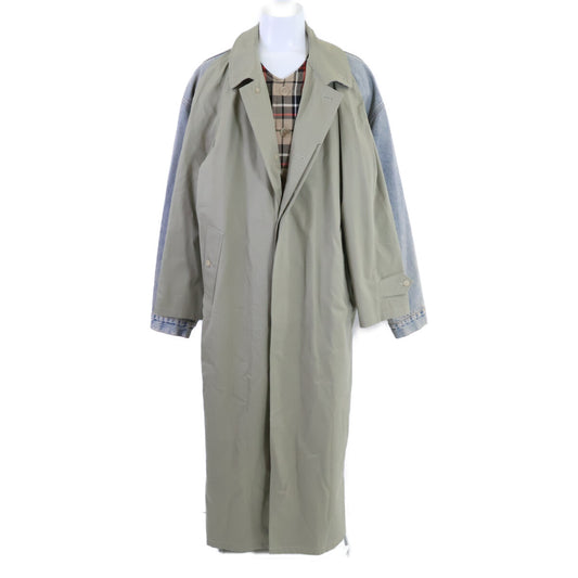 BALENCIAGA 773224 Hybrid Denim Coat Beige/Blue Jacket Size 34