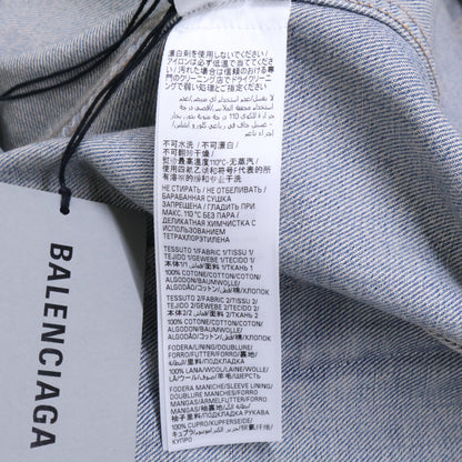 BALENCIAGA 773224 Hybrid Denim Coat Beige/Blue Jacket Size 34