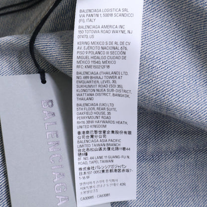 BALENCIAGA 773224 Hybrid Denim Coat Beige/Blue Jacket Size 34