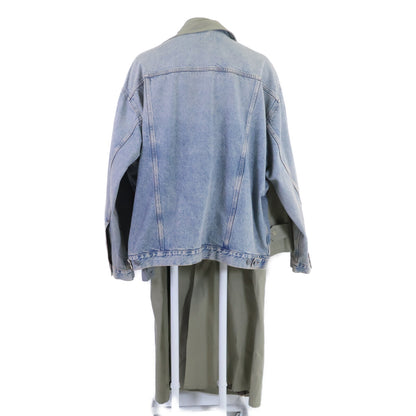 BALENCIAGA 773224 Hybrid Denim Coat Beige/Blue Jacket Size 34