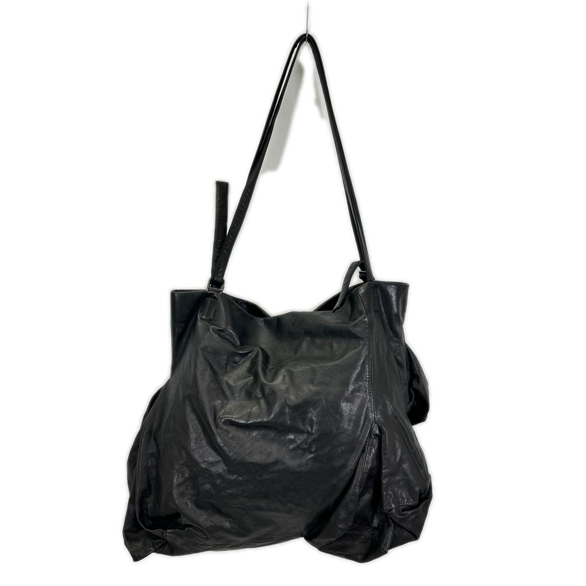 discord Yohji Yamamoto Unevenness Cow Leather Tote Bag Black