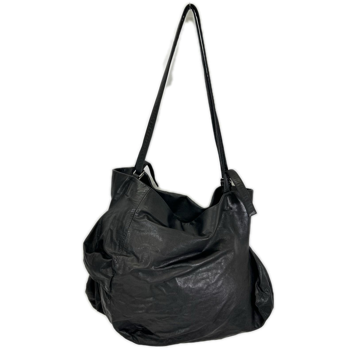 discord Yohji Yamamoto Unevenness Cow Leather Tote Bag Black
