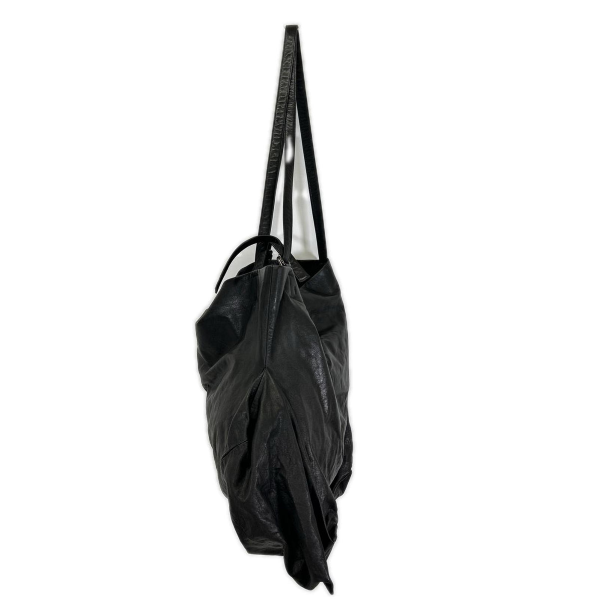 discord Yohji Yamamoto Unevenness Cow Leather Tote Bag Black