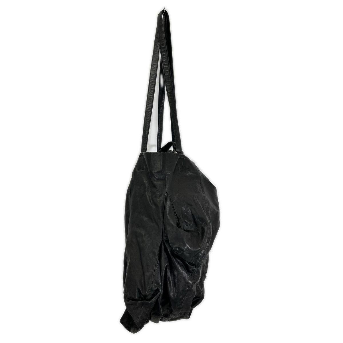 discord Yohji Yamamoto Unevenness Cow Leather Tote Bag Black