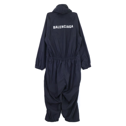 BALENCIAGA 23AW Logo Oversized Matte Nylon Jumpsuit Size L