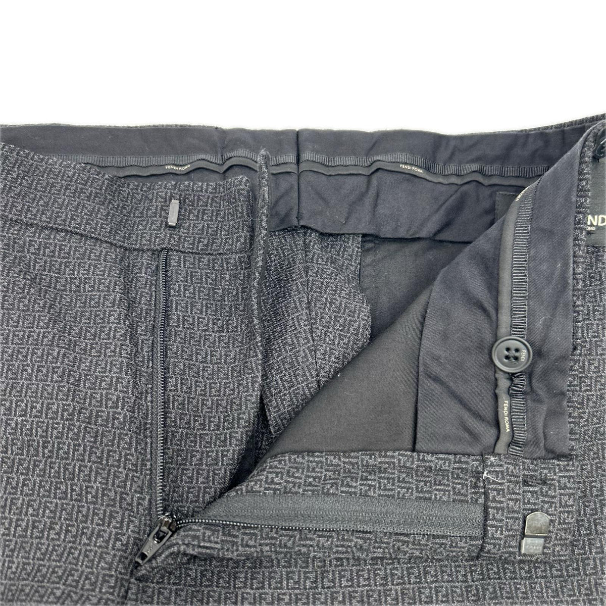 FENDI 2021 FF Wool Slacks Black Size 46